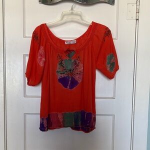 Kaaku Embroidered Peasant Blouse “Free Size”